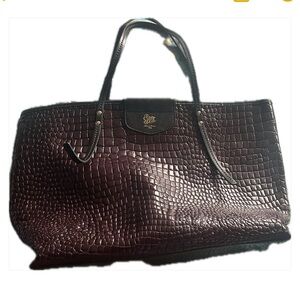 SApaf Elegant Crocodile-Embossed Brown Tote Bag